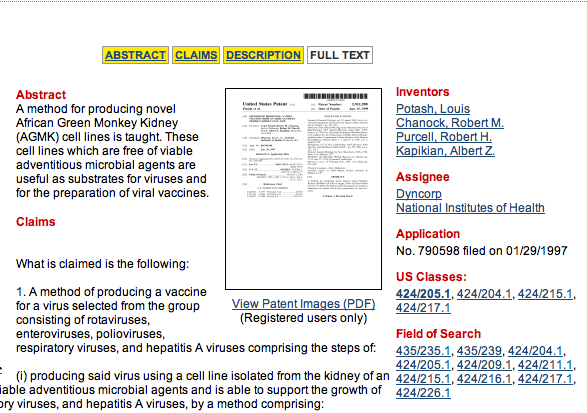 H1N1 vaccine patent